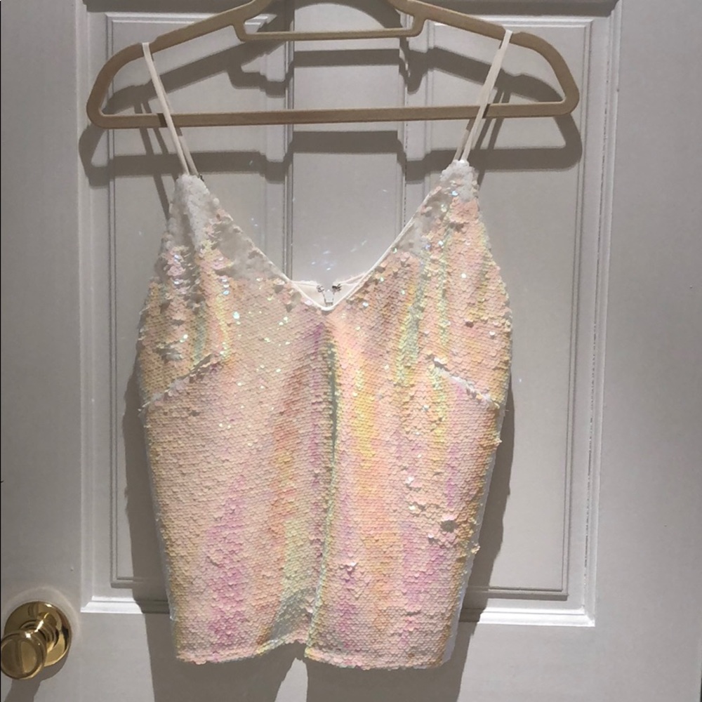 White/florescent sequin top